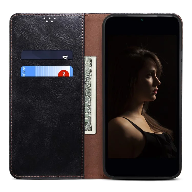 Para Xiaomi Redmi Note 13 Pro 5G / Poco X6 5G Funda Protectora de Teléfono con Soporte de Cuero de PU Resistente a Golpes - Negro