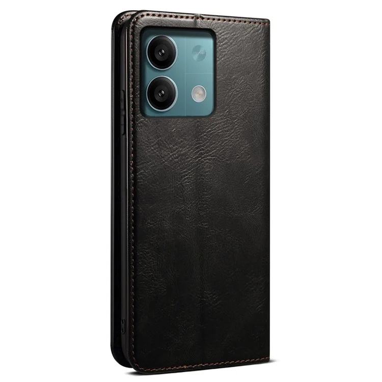 Para Xiaomi Redmi Note 13 Pro 5G / Poco X6 5G Funda Protectora de Teléfono con Soporte de Cuero de PU Resistente a Golpes - Negro
