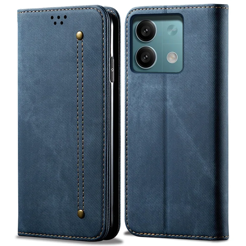 جراب لجهاز Xiaomi Redmi Note 13 5G من جلد PU عالي الجودة مع حامل قابل للطي وحماية من الخدوش - أزرق