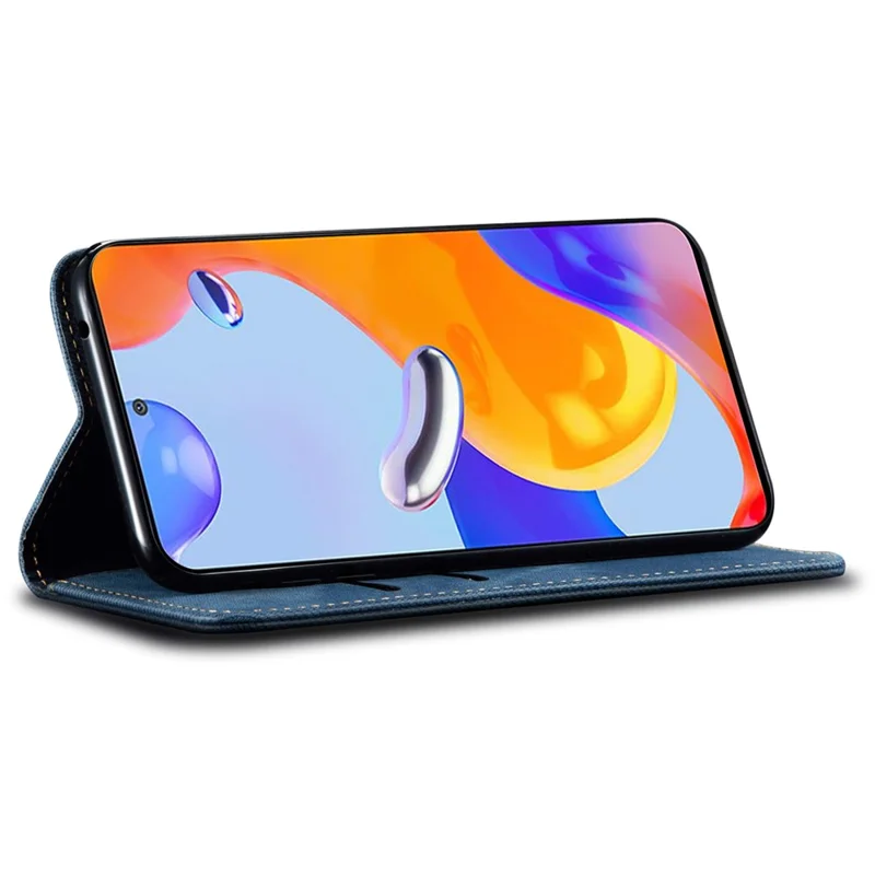 جراب لجهاز Xiaomi Redmi Note 13 5G من جلد PU عالي الجودة مع حامل قابل للطي وحماية من الخدوش - أزرق