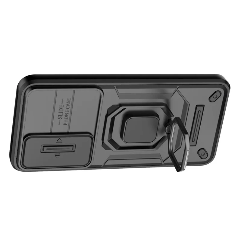 Para Samsung Galaxy S24 Case Capa Protetora PC + TPU Slide Lens Kickstand - Preto