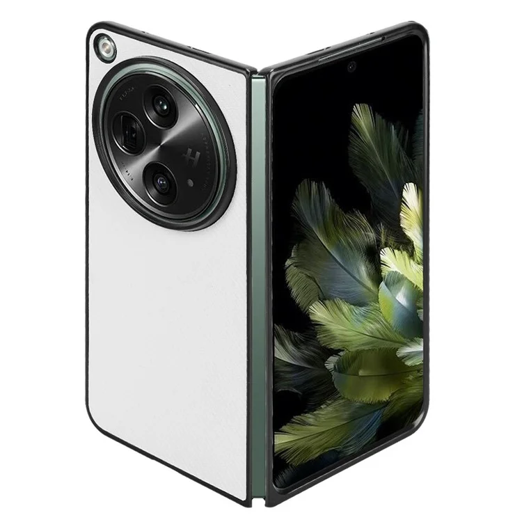 For Oppo Find N3 5G Case Carbon Fiber Texture Leather Coated PC Folding Phone Cover - White