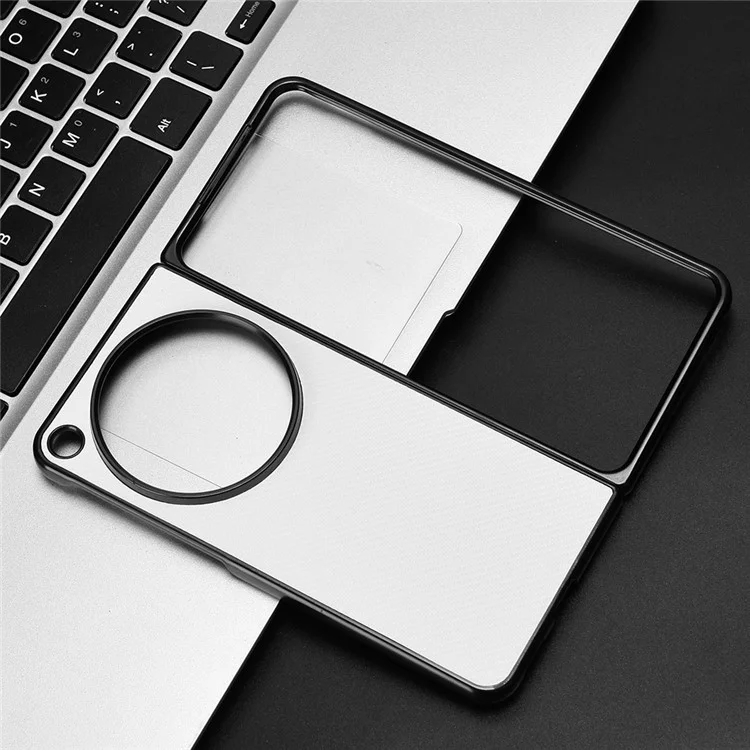 For Oppo Find N3 5G Case Carbon Fiber Texture Leather Coated PC Folding Phone Cover - White