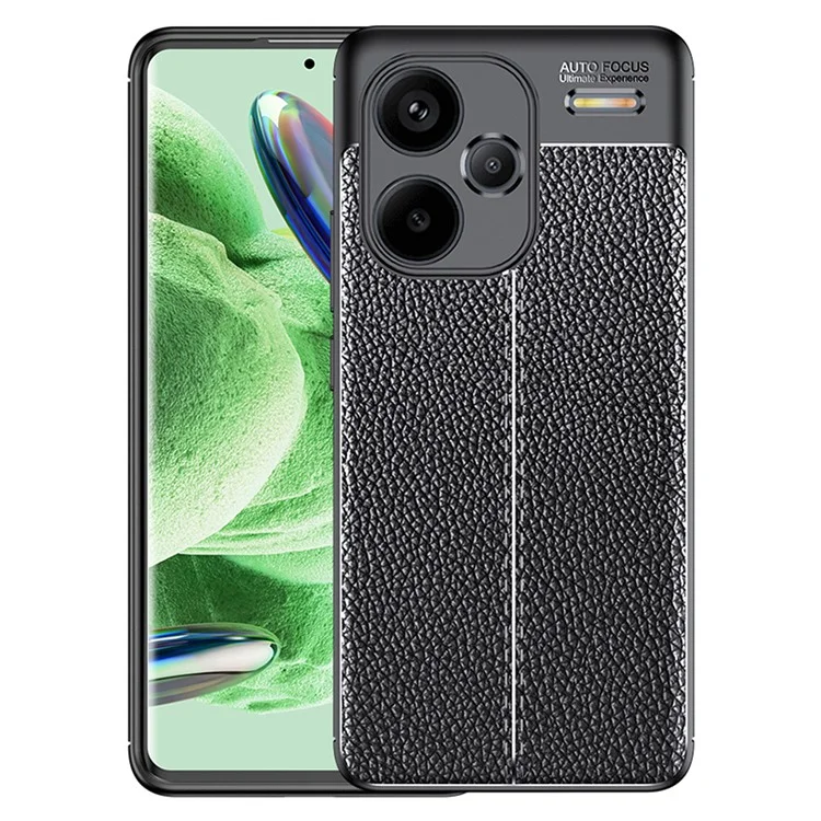 Para Xiaomi Redmi Note 13 Pro+ 5G Case Litchi Texture TPU Capa de Telefone à Prova de Choque - Preto