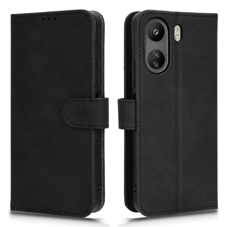 Para Xiaomi Redmi 13C 4G / Poco C65 4G Funda de piel táctil - Negro