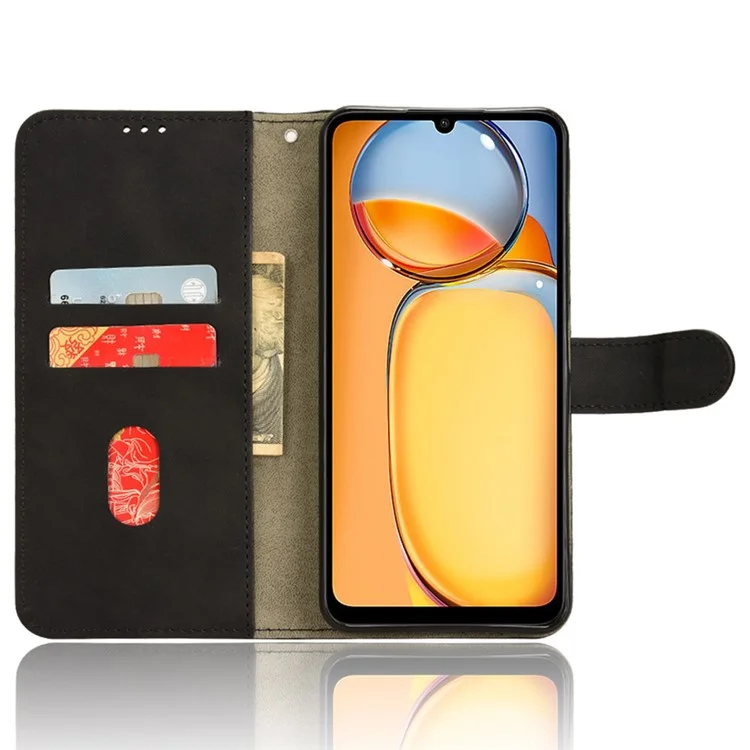 Para Xiaomi Redmi 13C 4G / Poco C65 4G Funda de piel táctil - Negro