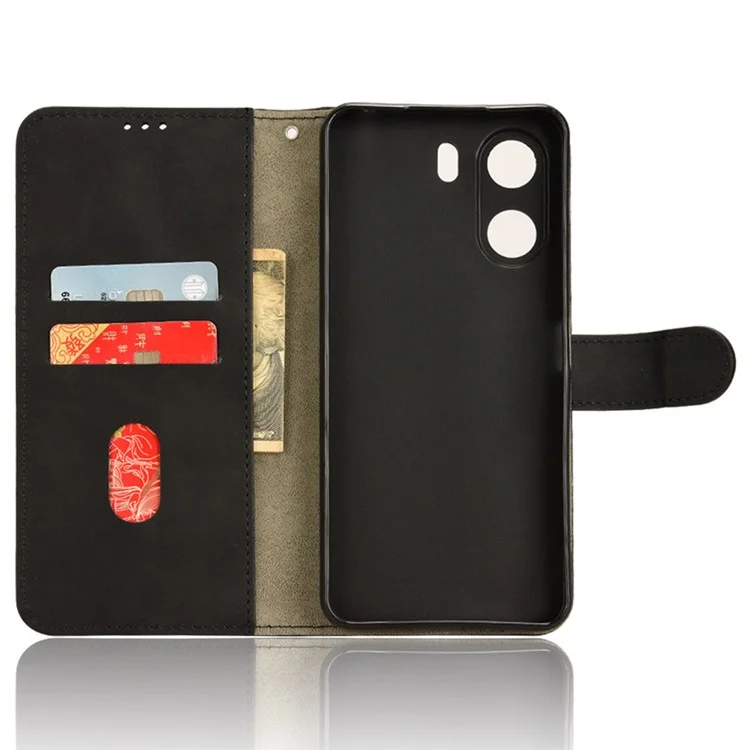 Para Xiaomi Redmi 13C 4G / Poco C65 4G Funda de piel táctil - Negro