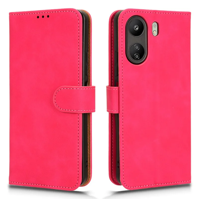 For Xiaomi Redmi 13C 4G / Poco C65 4G Case Skin-touch Wallet Leather Cover - Rose