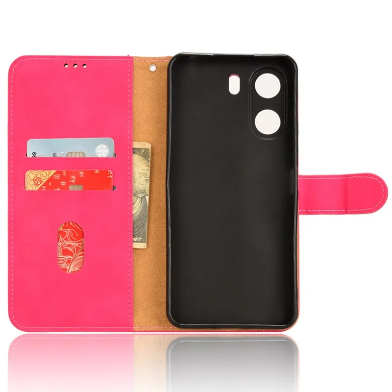 For Xiaomi Redmi 13C 4G / Poco C65 4G Case Skin-touch Wallet Leather Cover - Rose