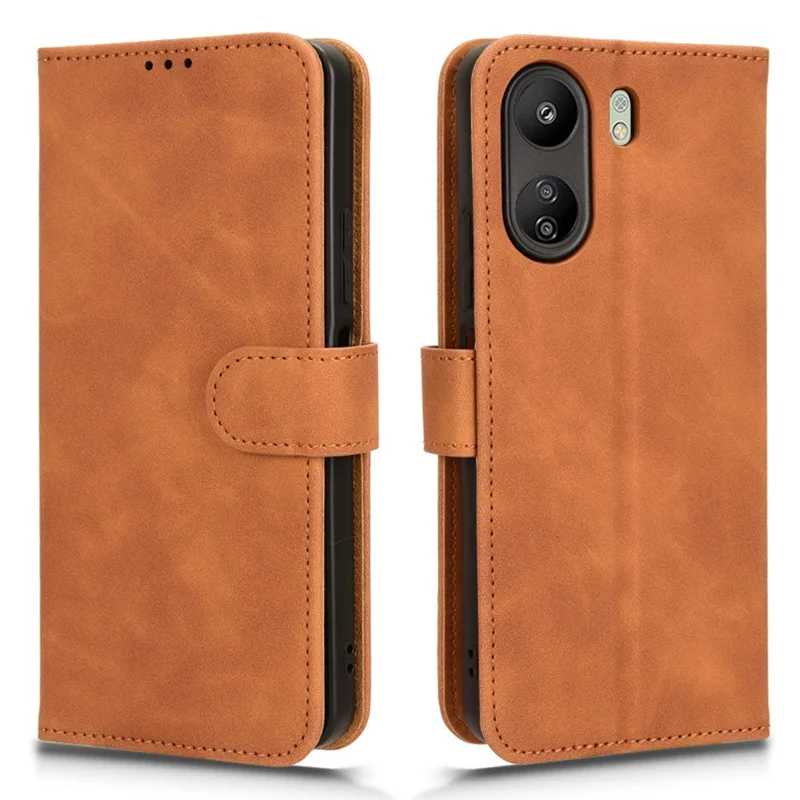 Voor Xiaomi Redmi 13C 4G / Poco C65 4G hoesje Skin-touch portemonnee lederen cover - Bruin