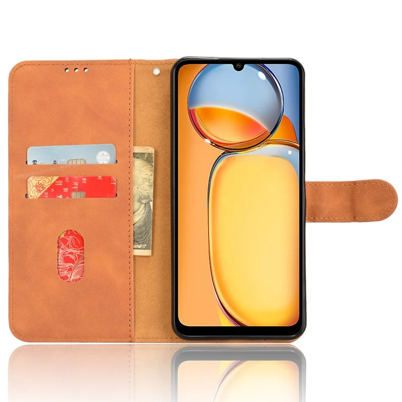 Voor Xiaomi Redmi 13C 4G / Poco C65 4G hoesje Skin-touch portemonnee lederen cover - Bruin