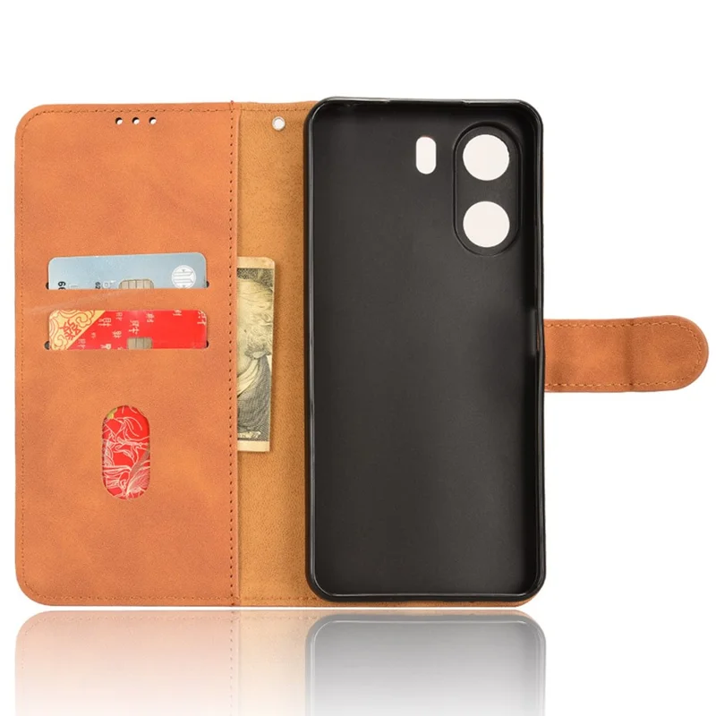 Voor Xiaomi Redmi 13C 4G / Poco C65 4G hoesje Skin-touch portemonnee lederen cover - Bruin