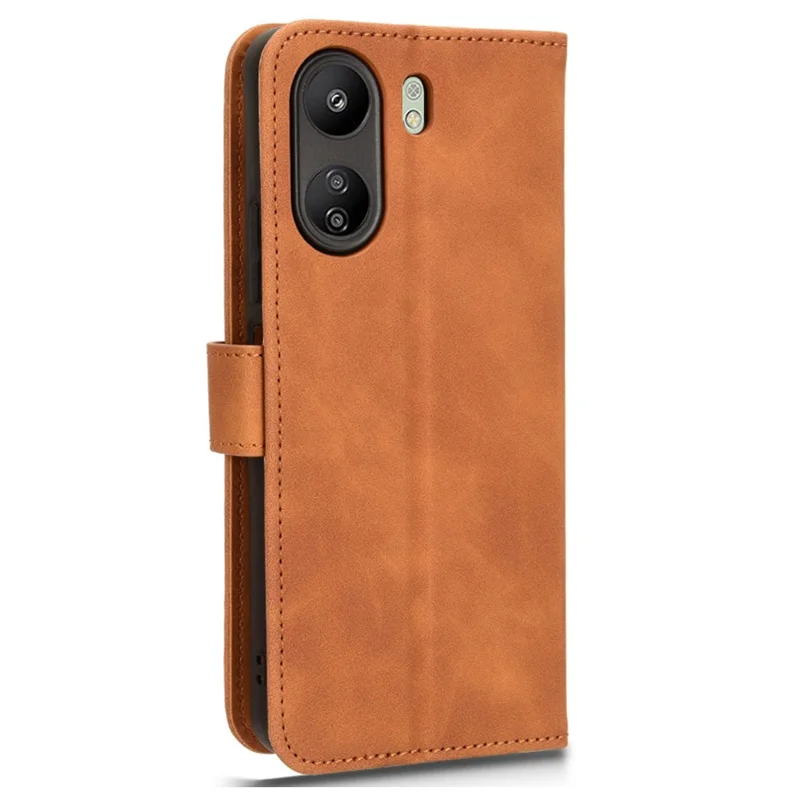 Voor Xiaomi Redmi 13C 4G / Poco C65 4G hoesje Skin-touch portemonnee lederen cover - Bruin