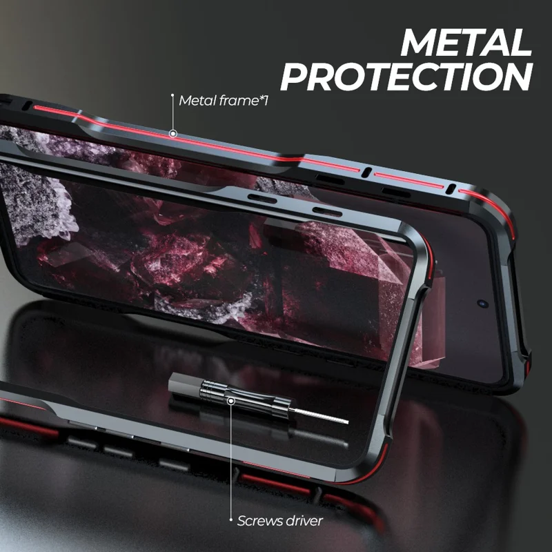 LUPHIE For Google Pixel 8 Pro Case Metal Bumper Protective Phone Frame Cover - Silver