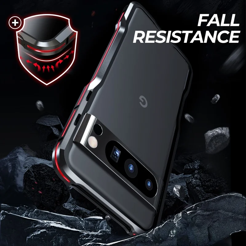 LUPHIE For Google Pixel 8 Pro Case Metal Bumper Protective Phone Frame Cover - Silver