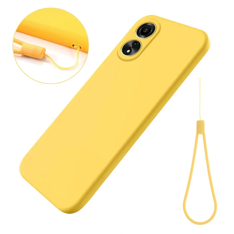 Étui Pour Honor X5 Plus Silicone Liquide Doublure Souple Protective Couvercle de Téléphone avec Sangle - Jaune