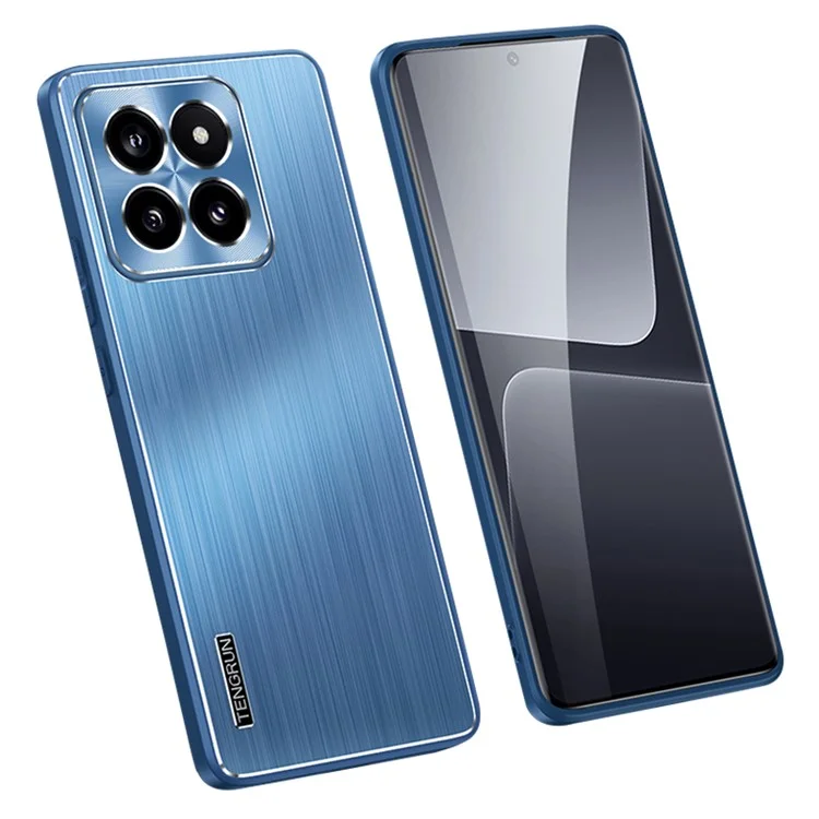Para Xiaomi 14 Case CD Veins Lens Protection Brushed Phone Cover - Navy Blue
