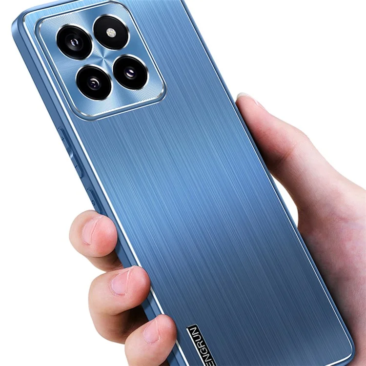 Para Xiaomi 14 Case CD Veins Lens Protection Brushed Phone Cover - Navy Blue