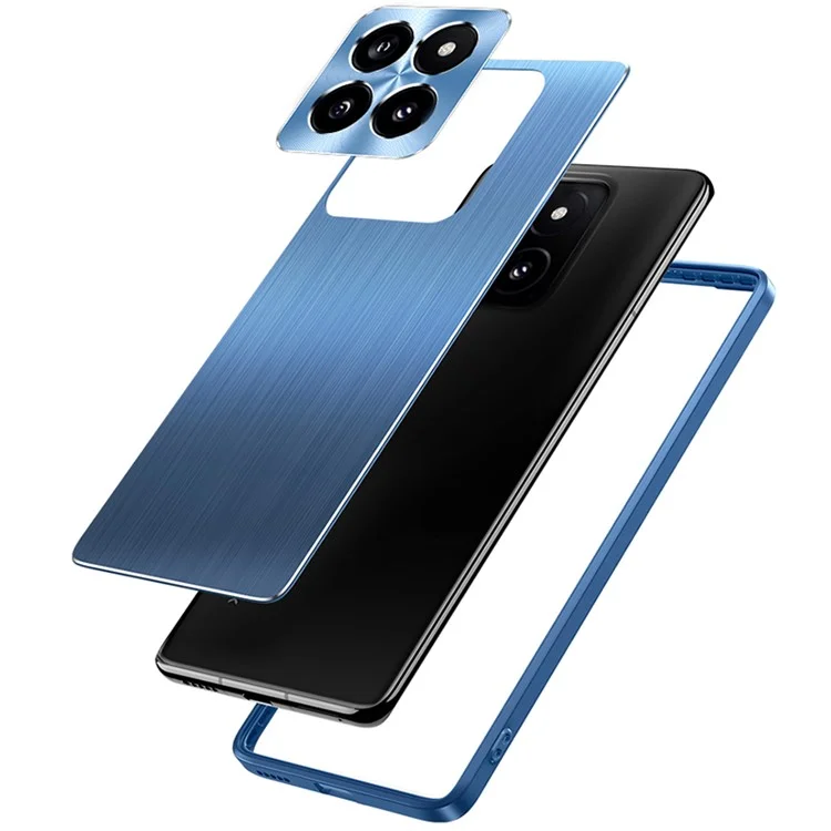 Para Xiaomi 14 Case CD Veins Lens Protection Brushed Phone Cover - Navy Blue