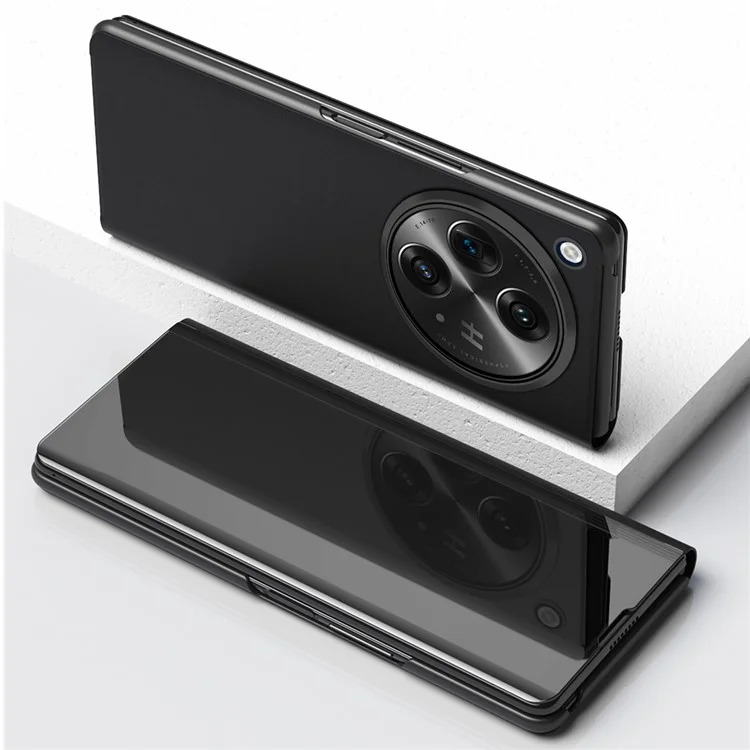 For OnePlus Open / Oppo Find N3 5G Case View Window Leather Stand Phone Cover - Black
