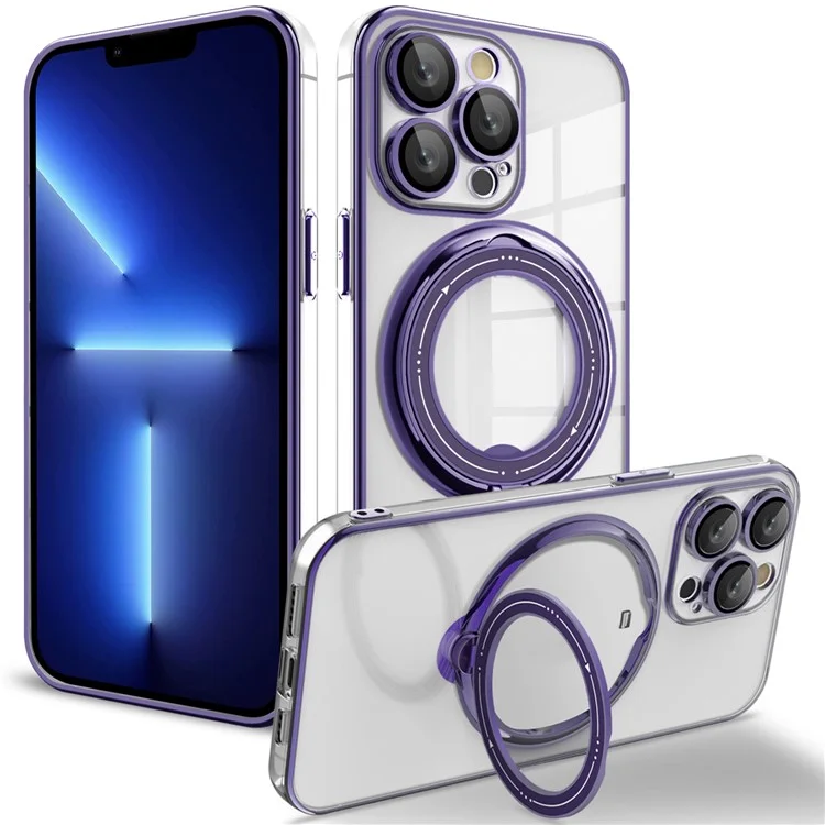 Для Iphone 15 Pro Case Anti-drop PC+TPU Кольцо Для Кольца по Телефону, Совместимая с Magsafe - Фиолетовый