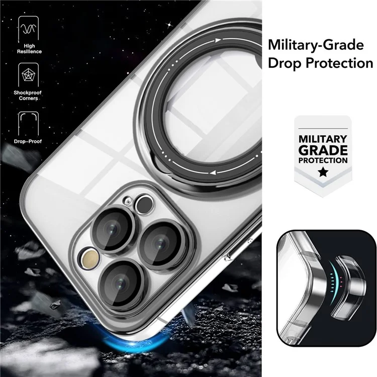 Для Iphone 15 Pro Case Anti-drop PC+TPU Кольцо Для Кольца по Телефону, Совместимая с Magsafe - Фиолетовый