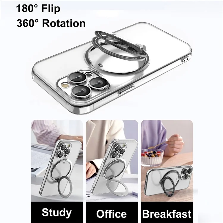 Для Iphone 15 Pro Case Anti-drop PC+TPU Кольцо Для Кольца по Телефону, Совместимая с Magsafe - Фиолетовый