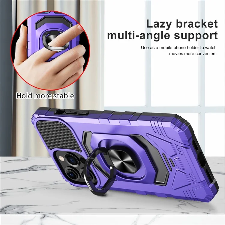 Bulk Purchasing For iPhone 11 Pro Max Cover PC+TPU Kickstand Phone Case Support Magnetic Car Mount - Purple