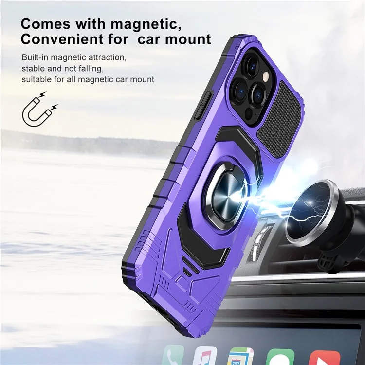 Bulk Purchasing For iPhone 11 Pro Max Cover PC+TPU Kickstand Phone Case Support Magnetic Car Mount - Purple
