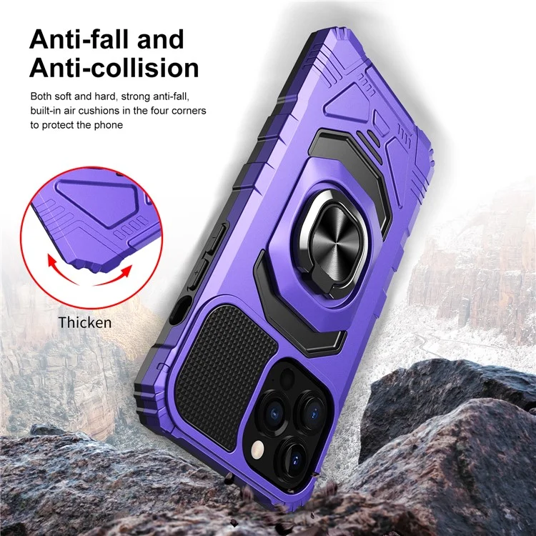 Bulk Purchasing For iPhone 11 Pro Max Cover PC+TPU Kickstand Phone Case Support Magnetic Car Mount - Purple