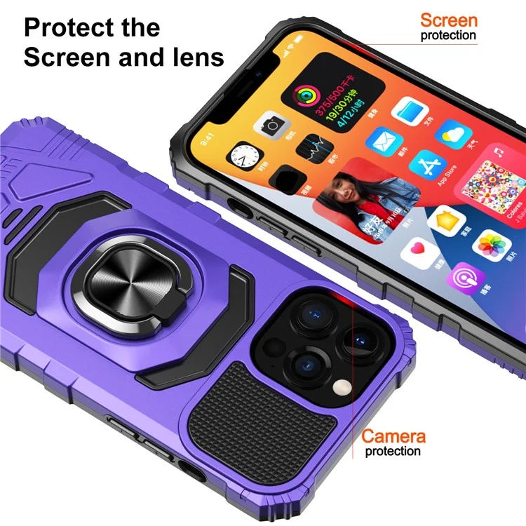 Bulk Purchasing For iPhone 11 Pro Max Cover PC+TPU Kickstand Phone Case Support Magnetic Car Mount - Purple