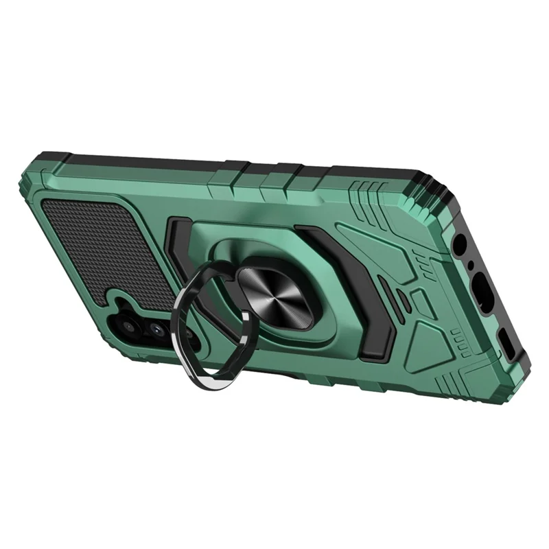 Bulk Purchasing For Samsung Galaxy S23 FE Cover PC+TPU Anti-Scratch Phone Case with Kickstand - Midnight Green