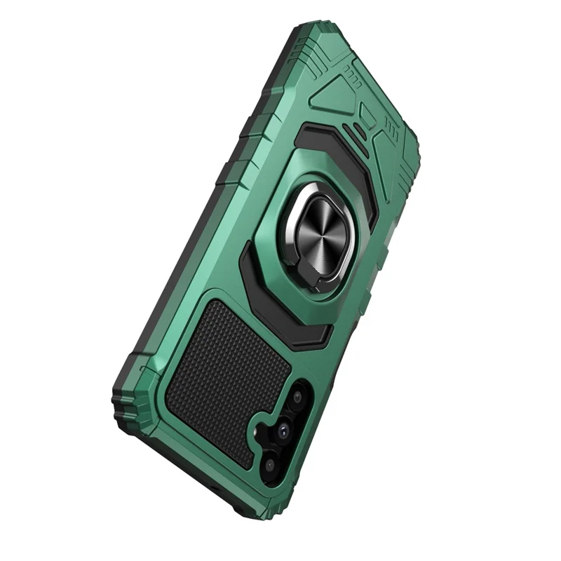 Bulk Purchasing For Samsung Galaxy S23 FE Cover PC+TPU Anti-Scratch Phone Case with Kickstand - Midnight Green