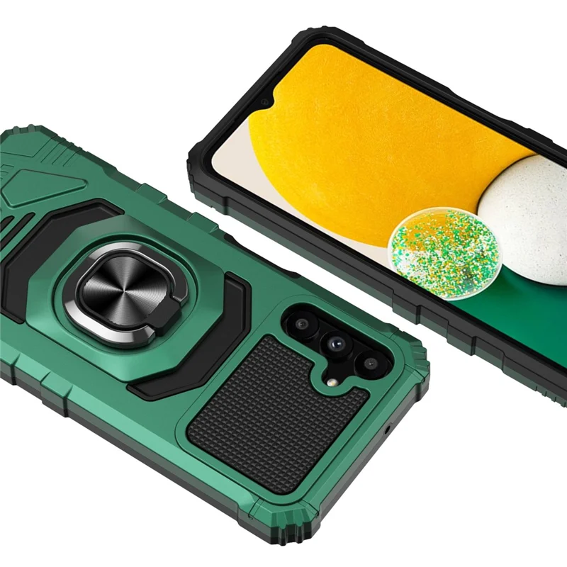 Bulk Purchasing For Samsung Galaxy S23 FE Cover PC+TPU Anti-Scratch Phone Case with Kickstand - Midnight Green