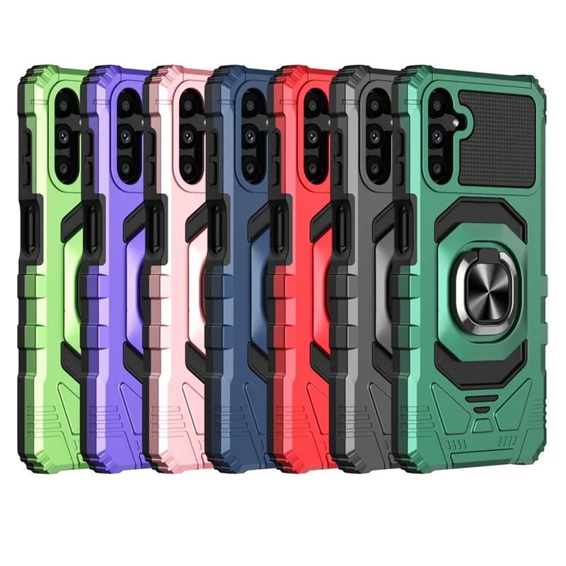 Bulk Purchasing For Samsung Galaxy S23 FE Cover PC+TPU Anti-Scratch Phone Case with Kickstand - Midnight Green