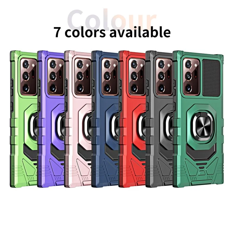 Acquisto all'ingrosso per Samsung Galaxy Note20 Ultra 5G / Custodia per telefono Note20 Ultra PC+TPU con supporto ad anello - Verde mezzanotte