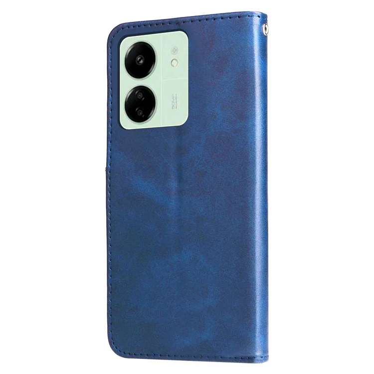 Für Xiaomi Redmi 13C 4G / 5G / 13R 5G / Poco M6 5G / Poco C65 4G Hülle Kalbslederoptik Leder Flip Cover Reißverschlusstasche Wallet Handyhülle - Blau