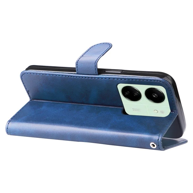 Für Xiaomi Redmi 13C 4G / 5G / 13R 5G / Poco M6 5G / Poco C65 4G Hülle Kalbslederoptik Leder Flip Cover Reißverschlusstasche Wallet Handyhülle - Blau