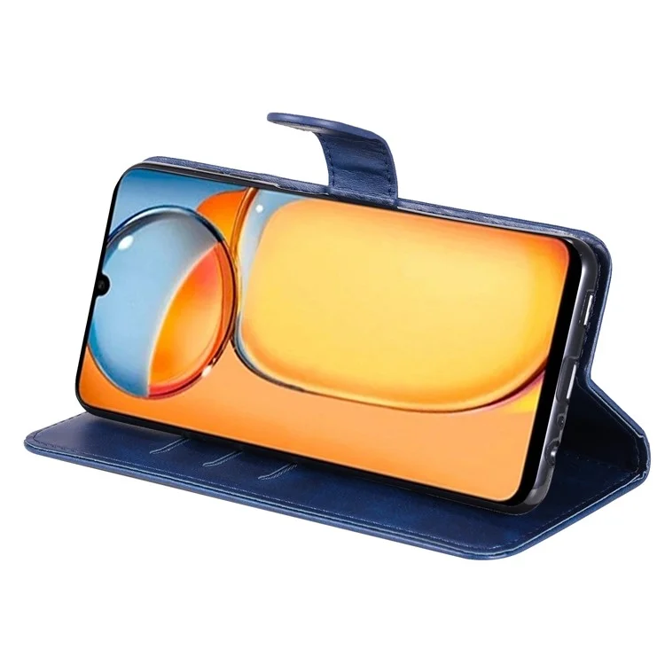 Für Xiaomi Redmi 13C 4G / 5G / 13R 5G / Poco M6 5G / Poco C65 4G Hülle Kalbslederoptik Leder Flip Cover Reißverschlusstasche Wallet Handyhülle - Blau