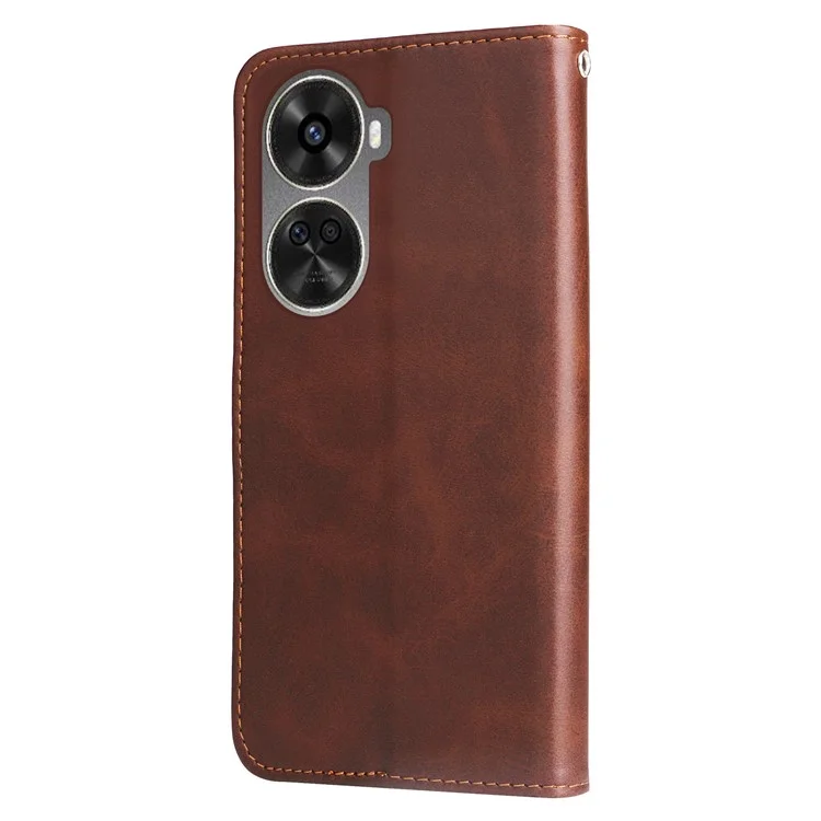 Für Huawei nova 11 SE / nova 12 SE 4G Leder Handy-Hülle Reißverschlusstasche Flip Brieftasche Cover - Braun