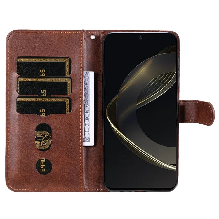 Für Huawei nova 11 SE / nova 12 SE 4G Leder Handy-Hülle Reißverschlusstasche Flip Brieftasche Cover - Braun
