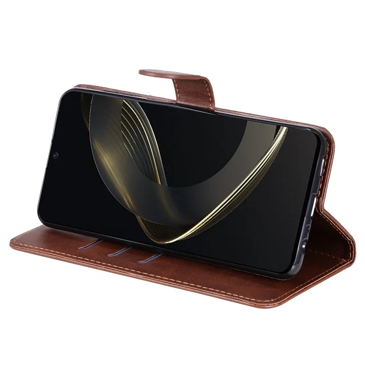 Für Huawei nova 11 SE / nova 12 SE 4G Leder Handy-Hülle Reißverschlusstasche Flip Brieftasche Cover - Braun