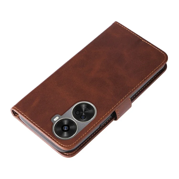 Für Huawei nova 11 SE / nova 12 SE 4G Leder Handy-Hülle Reißverschlusstasche Flip Brieftasche Cover - Braun