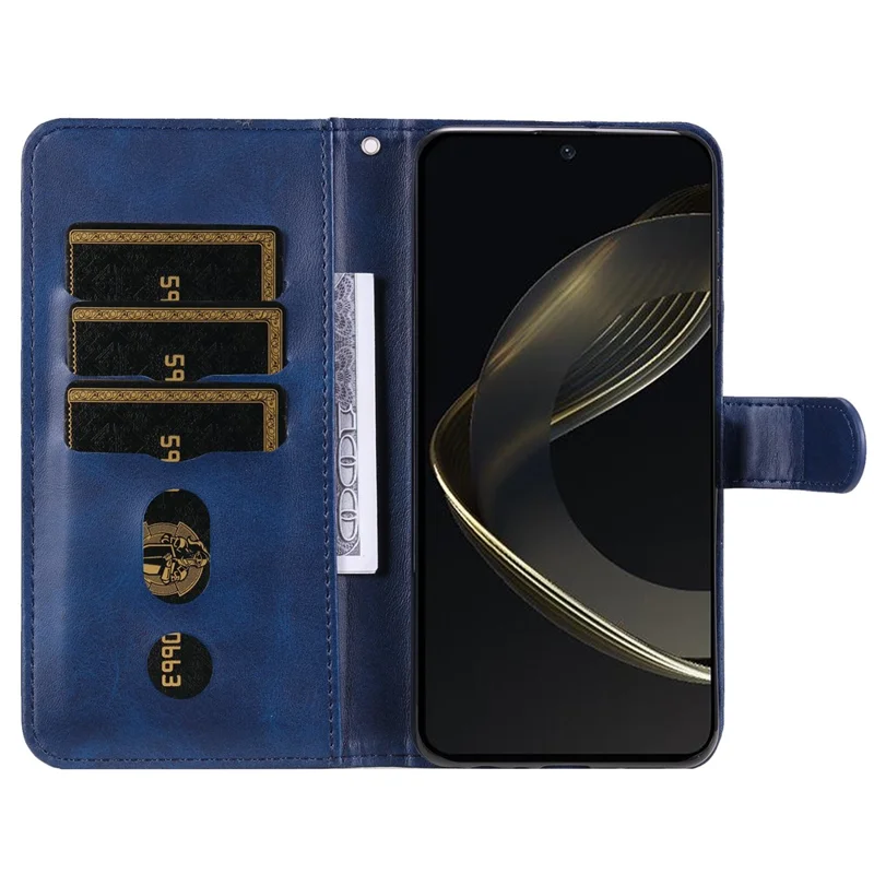 For Huawei nova 11 SE / nova 12 SE 4G Leather Cell Phone Case Zipper Pocket Flip Wallet Cover - Blue