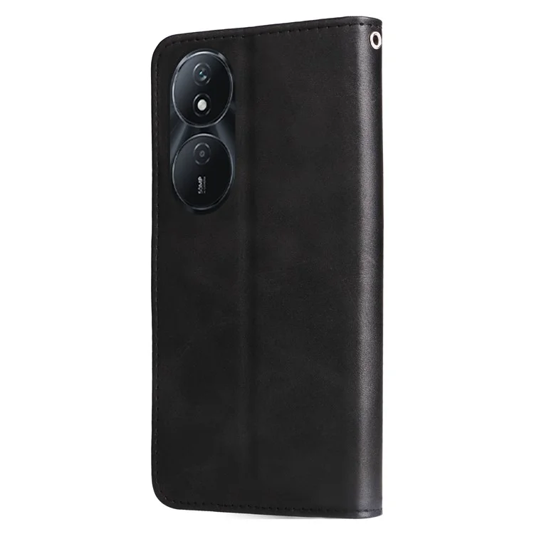 Funda para For Honor Play 50 Plus 5G Textura de Becerro Funda Flip de Cuero Antirayazos Funda de Teléfono con Bolsillo Monedero con Cremallera - Negro