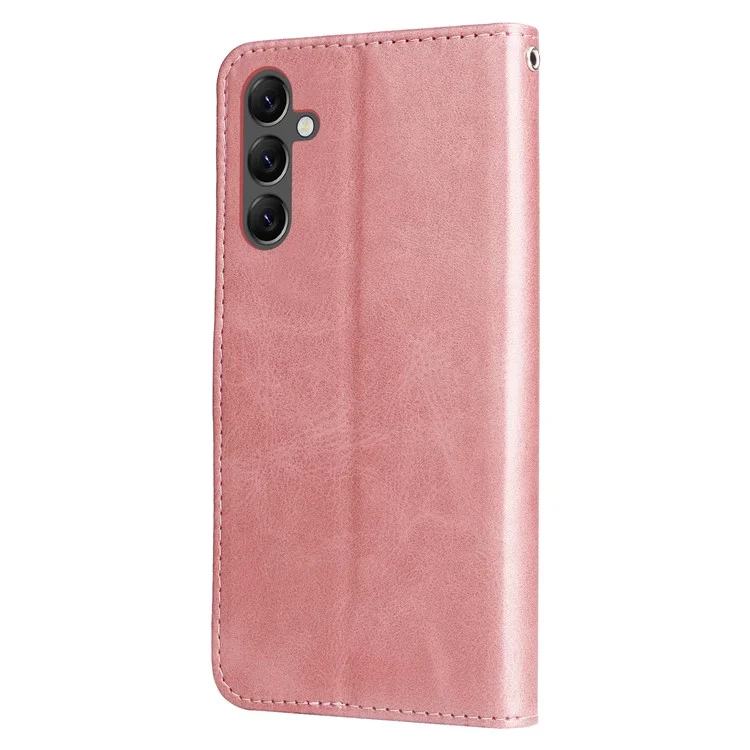 Для Samsung Galaxy A25 5G (Глобальная версия) (161.0 x 76.5 x 8.3 мм) Folio Wallet Case Zipper Pocket PU Leather Phone Cover - Розовый