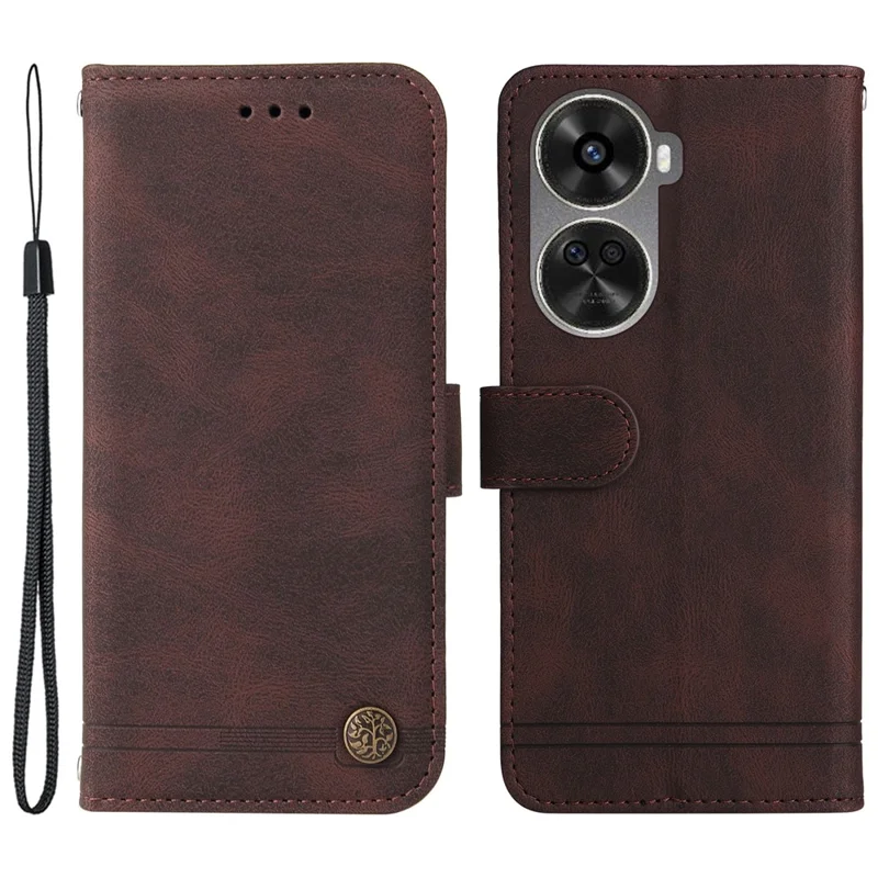 For Huawei nova 11 SE / nova 12 SE 4G Leather Wallet Cases Skin Touch Phone Cover Stand with Strap - Brown