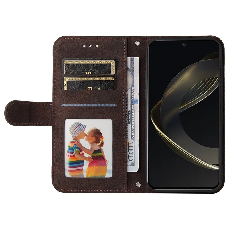 For Huawei nova 11 SE / nova 12 SE 4G Leather Wallet Cases Skin Touch Phone Cover Stand with Strap - Brown