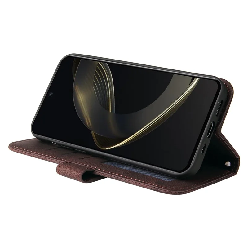 For Huawei nova 11 SE / nova 12 SE 4G Leather Wallet Cases Skin Touch Phone Cover Stand with Strap - Brown