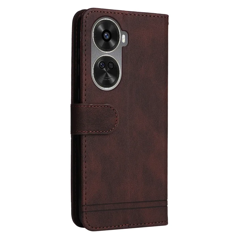 For Huawei nova 11 SE / nova 12 SE 4G Leather Wallet Cases Skin Touch Phone Cover Stand with Strap - Brown